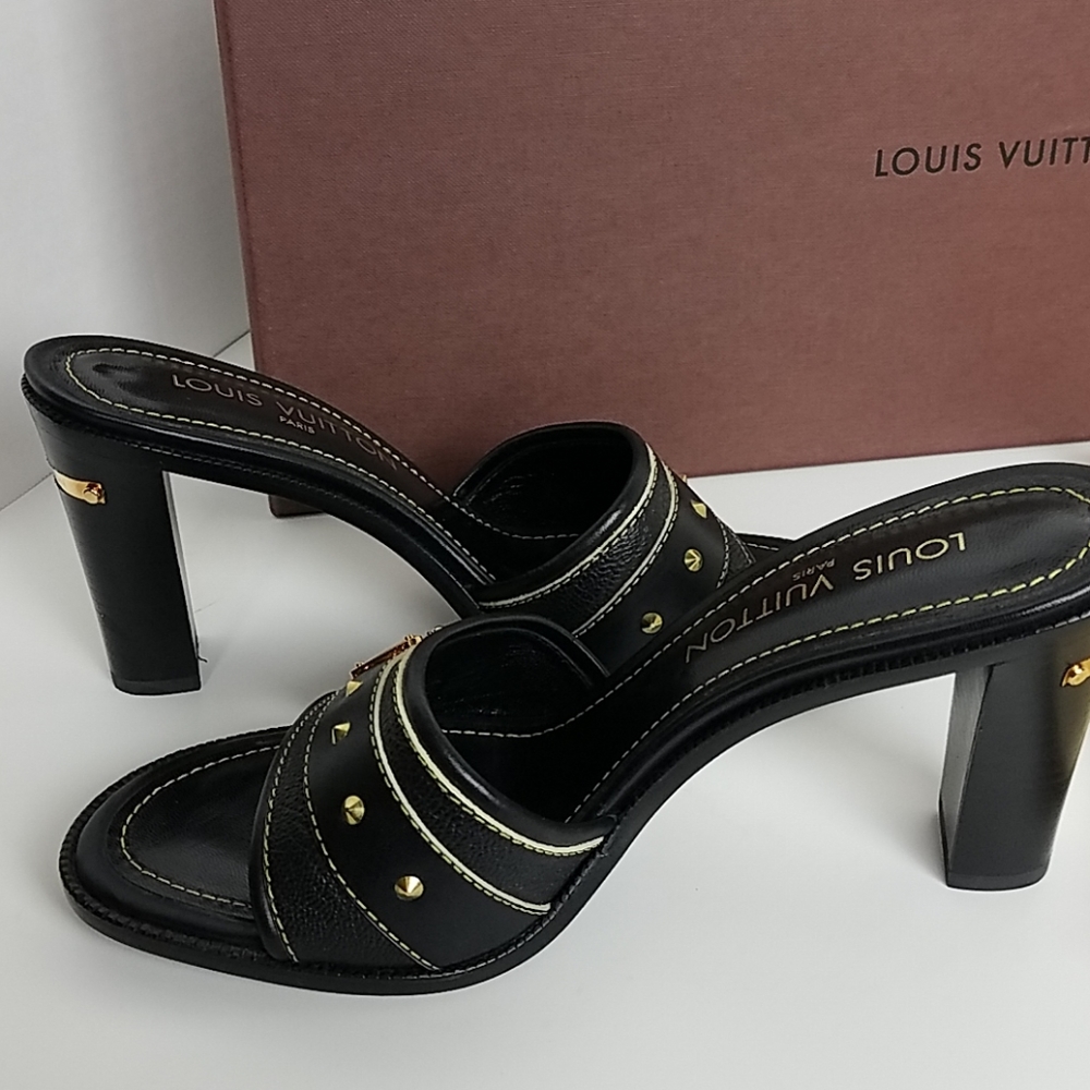 Louis Vuitton  Sandals  Black/Gold Sz 38 - Picture 7 of 8
